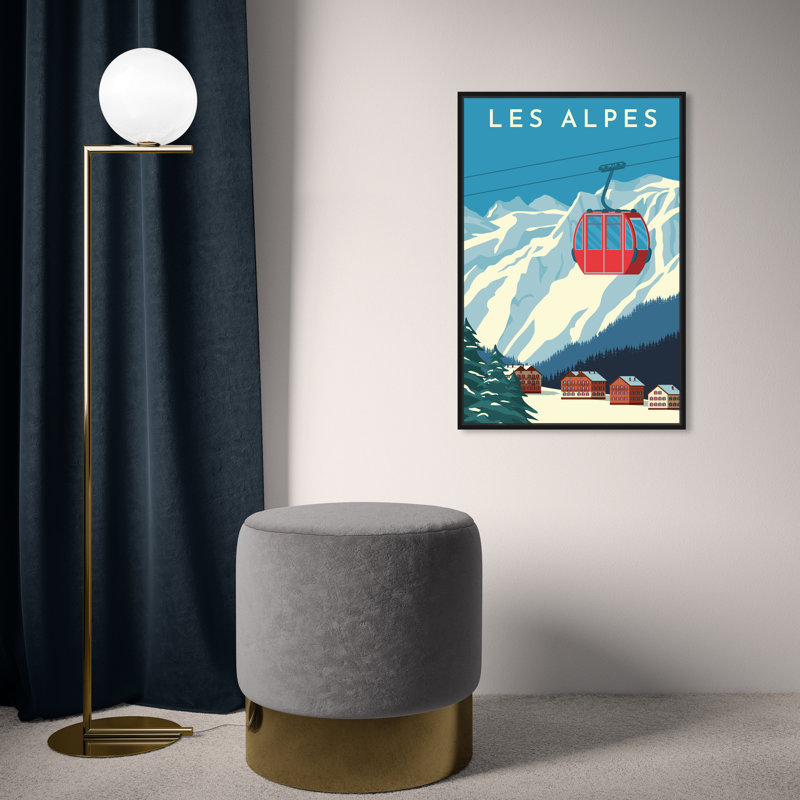 " Les Alpes Travel Poster ", 24" H x 16" W x 1.5" D, Black Framed