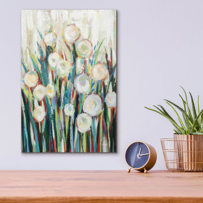 «Sprinkled White Flowers 1» par Silvia Vassileva, art mural en verre acrylique