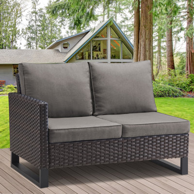 Canapé modulaire de patio en U en osier / rotin de 48,42 po de largeur avec coussins Ingvald