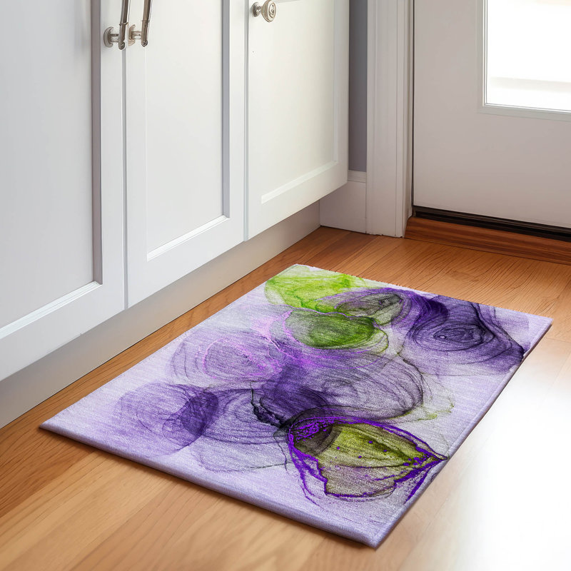 Tapis mauve de qualité supérieure lavable à la machine 2 pi 6 po x 3 pi 10 po Cerrito AMF513, Rectangle 1 pi 8 po x 2 pi 6 po
