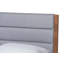 Lit plateforme grand en tissu Bristol gris et tissu d'ameublement au fini brun noyer Bristol (grand)-1274883626-1274883625