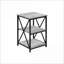 Table basse à aspect bois à faible encombrement, tablettes à 3 niveaux, base en métal noir pour le salon et la chambre à coucher