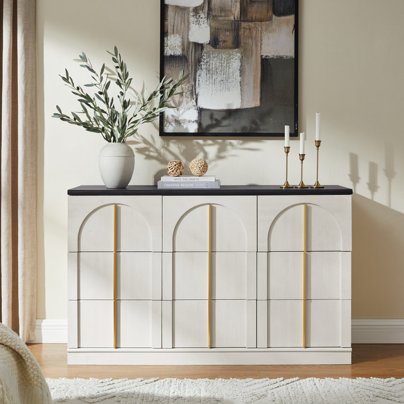 Modern 9 Drawer Dresser, Bedroom Dresser With Metal Handles, White