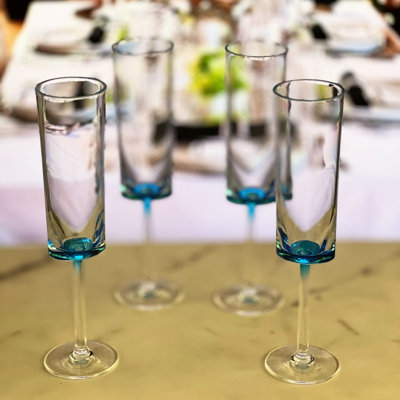 4 flûtes à champagne ovales en plastique 4 oz 4 oz - Mimosa en acrylique incassable et verres de mariage