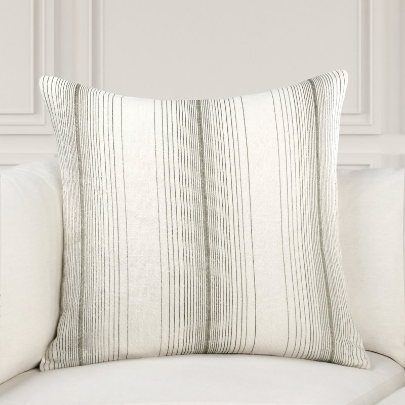 Theta 26" Linen Blend Throw Pillow, Blue, Wheat Green
