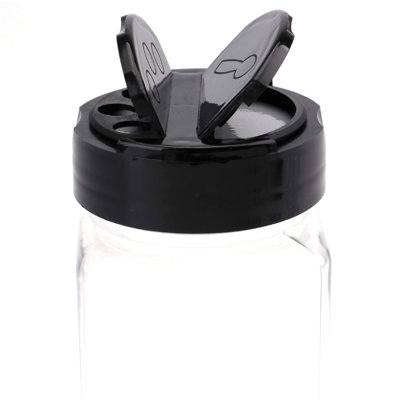 Paquet de 16 pots à épices en plastique de 9 oz avec capuchon noir