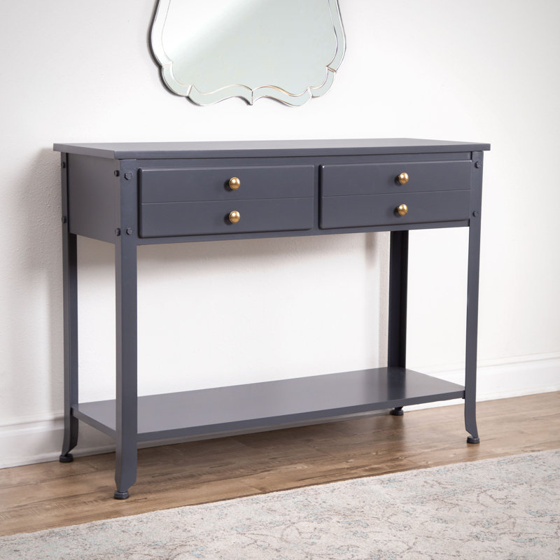 42.5'' Solid Wood Console Table, Antiqued Blue
