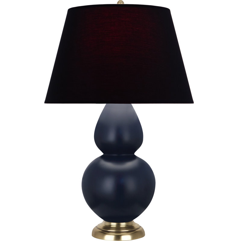 Double Gourd Table Lamp, Navy/Gray, Navy/Antique Silver