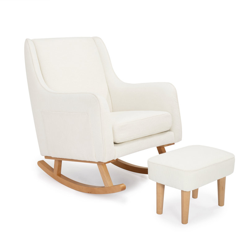 Babymore Ida Nursing Chair with Stool, White Bouclé