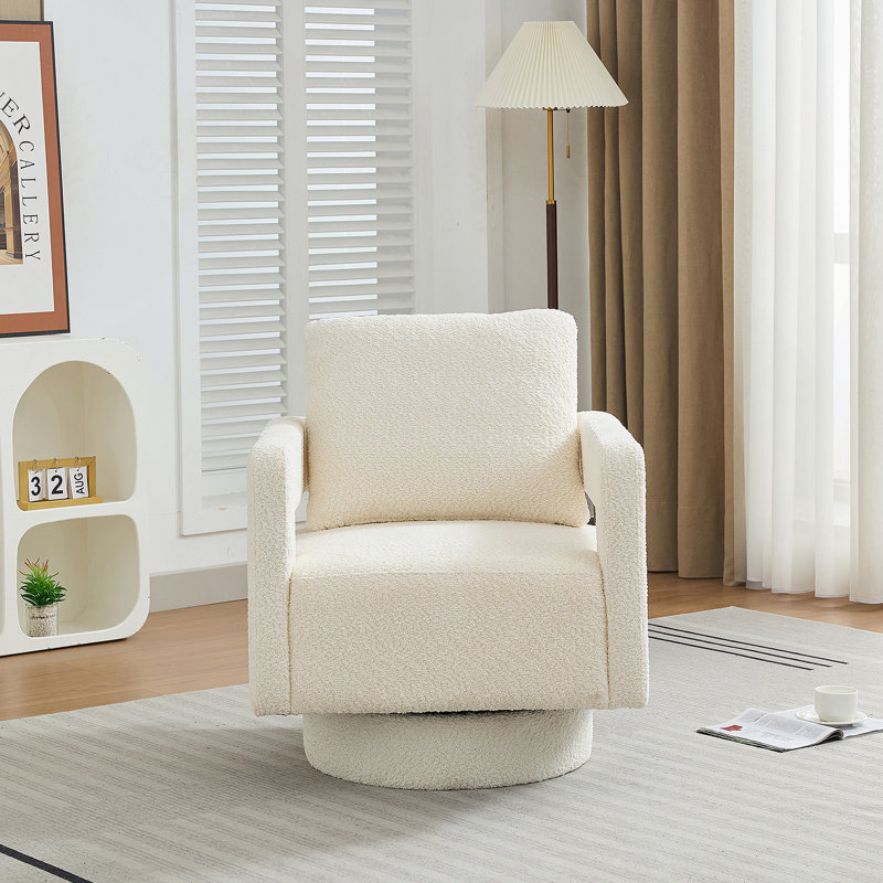 29.13" W Square Swivel Accent Chair, Modern Rotating Arm Chair With Open Back,360 Degree Rotation, Lounge Club Chair With Removable Back Cushion For Living Room, Hotel, Bed Room