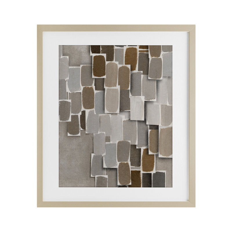 «Layered Neutral Blocked Shapes», reproduction encadrée sous verre, design par Emma Peal, H 21 po x l 17 po