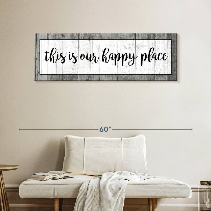 «Family and Home Typographie This Is Our Happy Place Typographie», reproduction sur toile, H 16 po x l 48 po x P 1,25 po