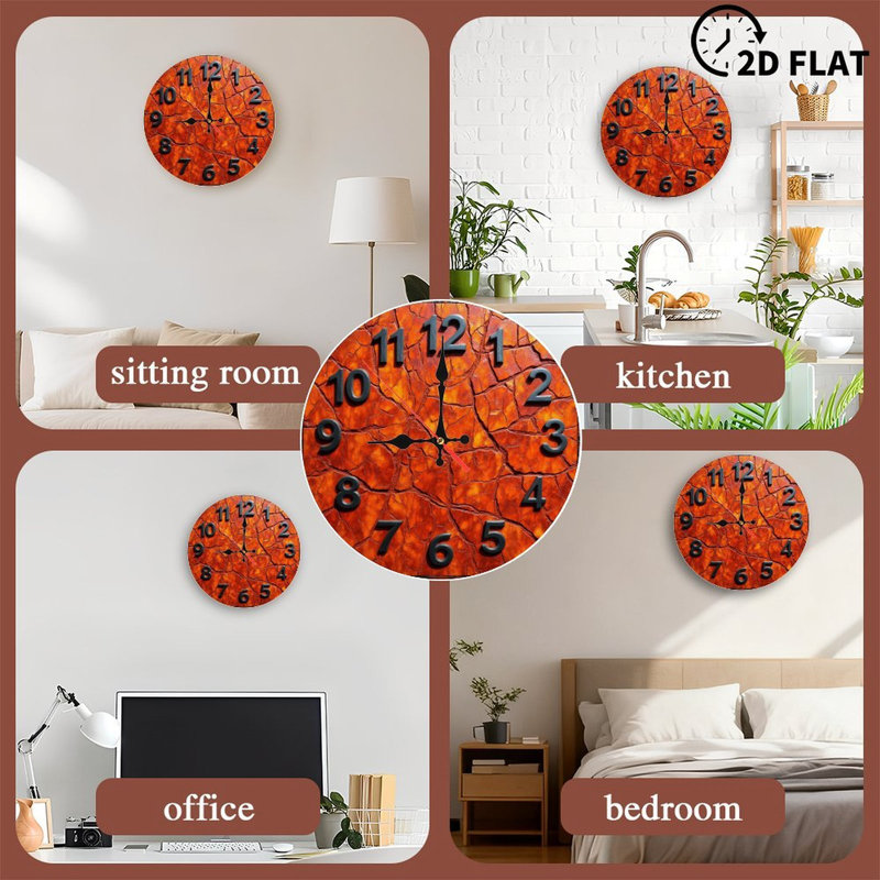 Horloge murale orange craquelée