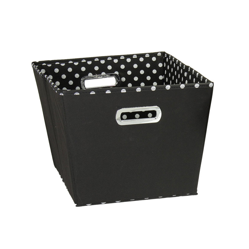 2‑Toned Medium Tapered Storage Bins with Grommet Handles Exterior and Polka Dot Interior, Medium, Dot