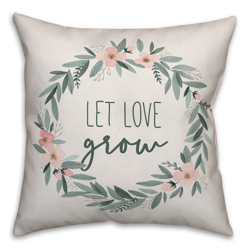 Let Love Grow Appliqued Throw Pillow, 16" x 16"