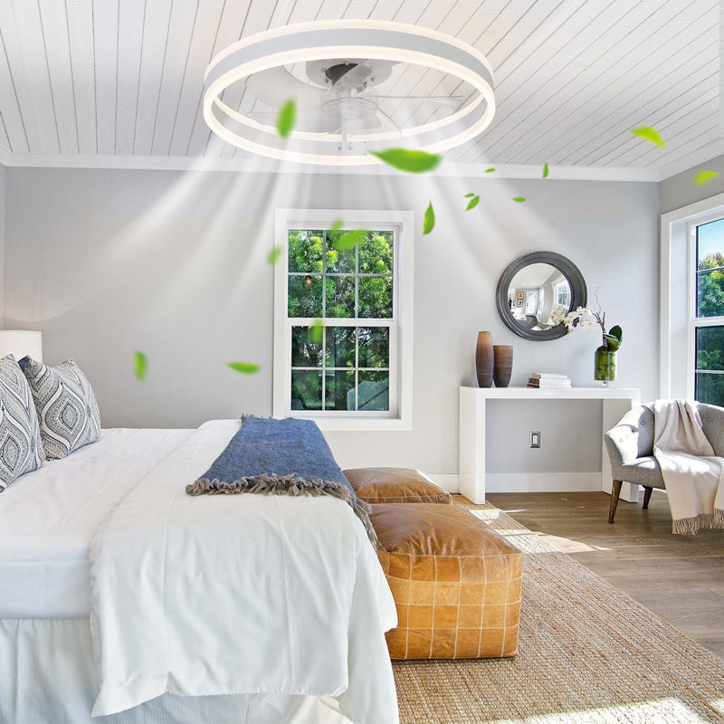 19.7'' Ceiling Fan Light With Dimmable LED, White