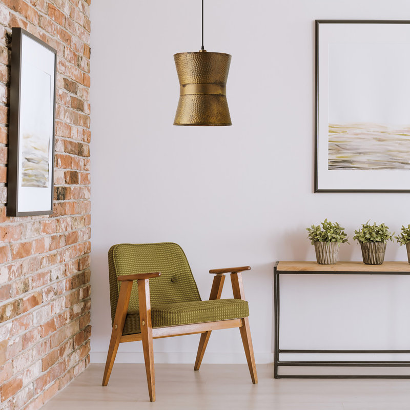 Luminaire suspendu en métal doré 11,75 "Jiles