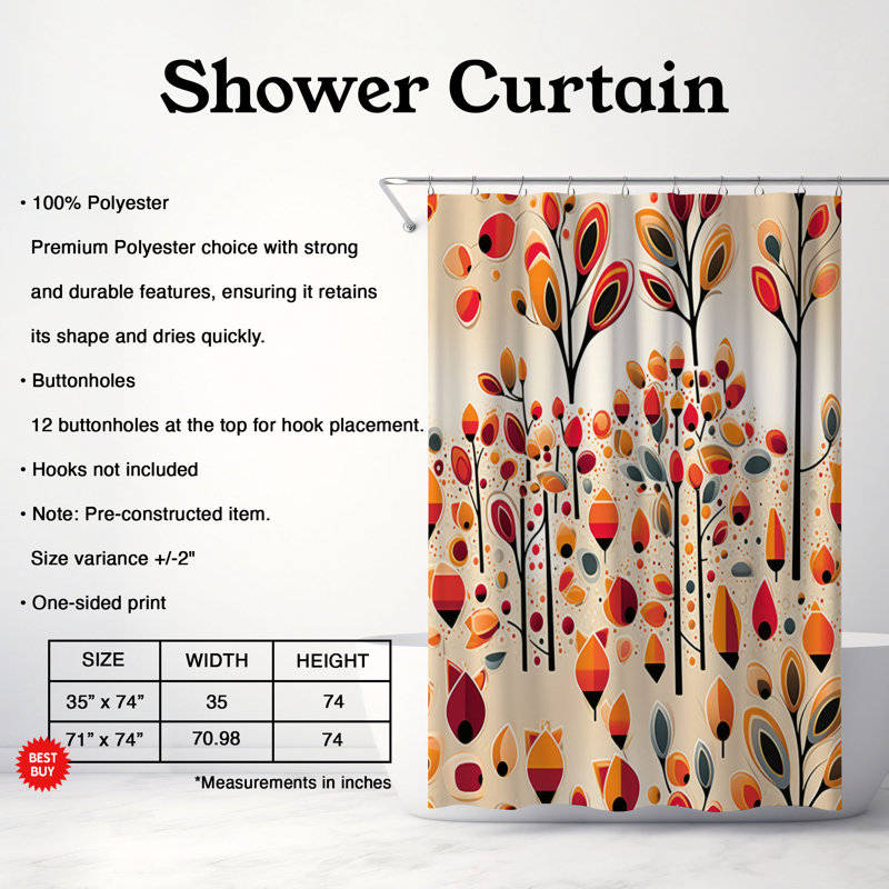 Rideau de douche Folk Motif Fusion - Premium, H 74 po x l 71 po