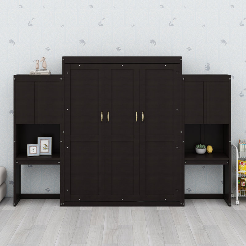 Murphy Bed With Desk, Vanity And Cabinets, Espresso