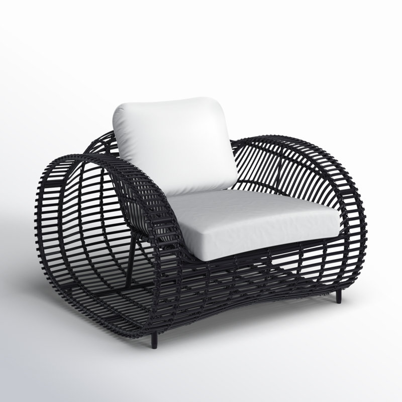 Chaise de patio avec coussins Dochi, Sunbrella® - noir