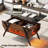 Benigno Lift Top Coffee Table With Hidden Storage, Faux Mable Coffee Table With LED Light-810176355