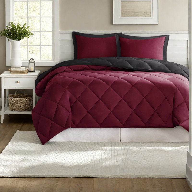 Ensemble de literie réversible hypoallergénique, édredon en microfibre, style moderne pour la maison