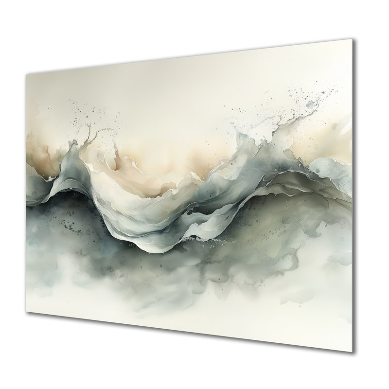Vortex gris et blanc II - peinture abstraite, art mural moderne, H 34 po x l 44 po