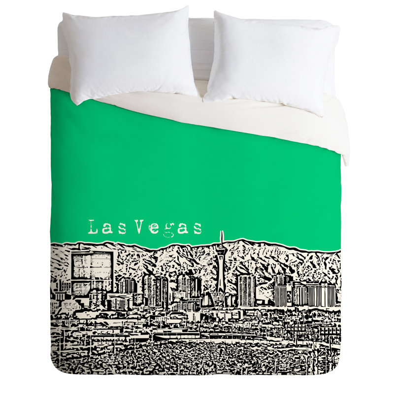 Ensemble de housse de couette las vegas, Vert, Housse de couette pour grand lit et 2 taies décor