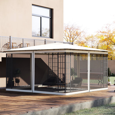 13.2'X6.8' Gazebo Canopy Sidewall, Keeps Outdoor Cool Net Replacement, Blocks Sun And Wind