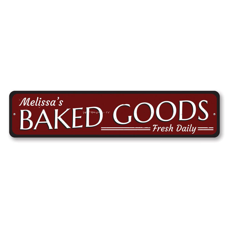 Plaque en aluminium Fresh Daily Baked Goods, H 4 po x l 18 po x P 0,04 po