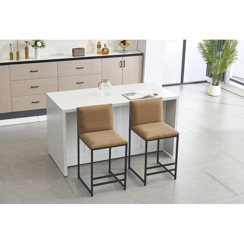 Ensemble de 2 chaises de salle à manger rembourrées en fer Minimalist, Café
