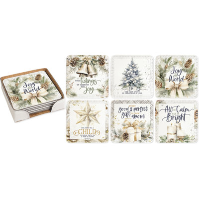  Ensemble de quatre sous-verres Winter White assortis | Merveilleux cadeau | Sentiment inspirant