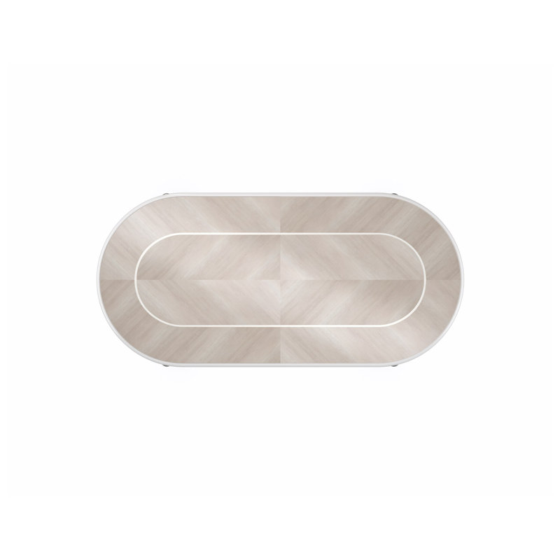 Brown and Silver Oval Extendable Wood Dining Table