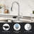 High-Arc Pull-Down Sprayer Kitchen Faucet With Built-In Glass Rinser-129258037