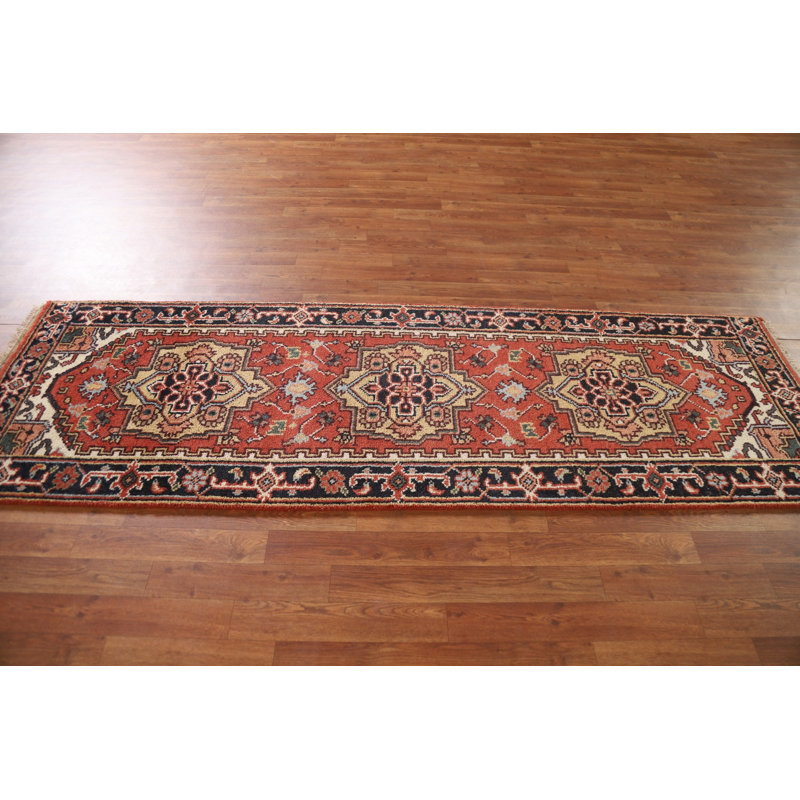 Tapis de couloir géométrique en laine 3x8
