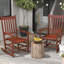 Ensemble de chaises berçantes d'extérieur en bois, accoudoirs lisses, dossier haut, durable pour patio, balcon et porche, rouge vin