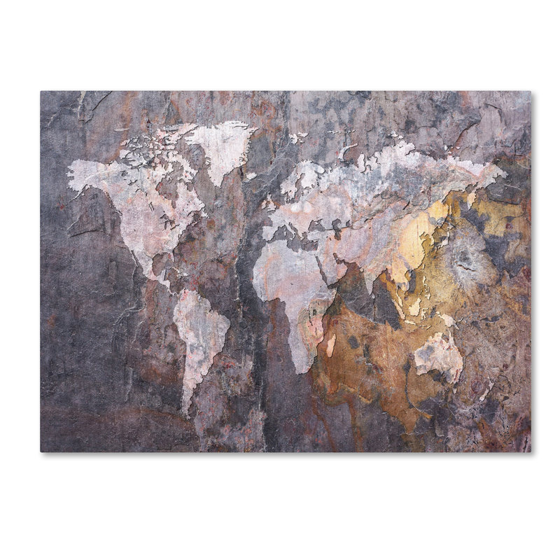 « world map-rock », impression sur toile, H 14 po x l 19 po