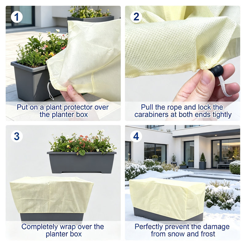 Couverture antigel pour plantes d'extérieur – Housse de jardin respirante en non-tissé avec cordon de serrage – Paquet de 2