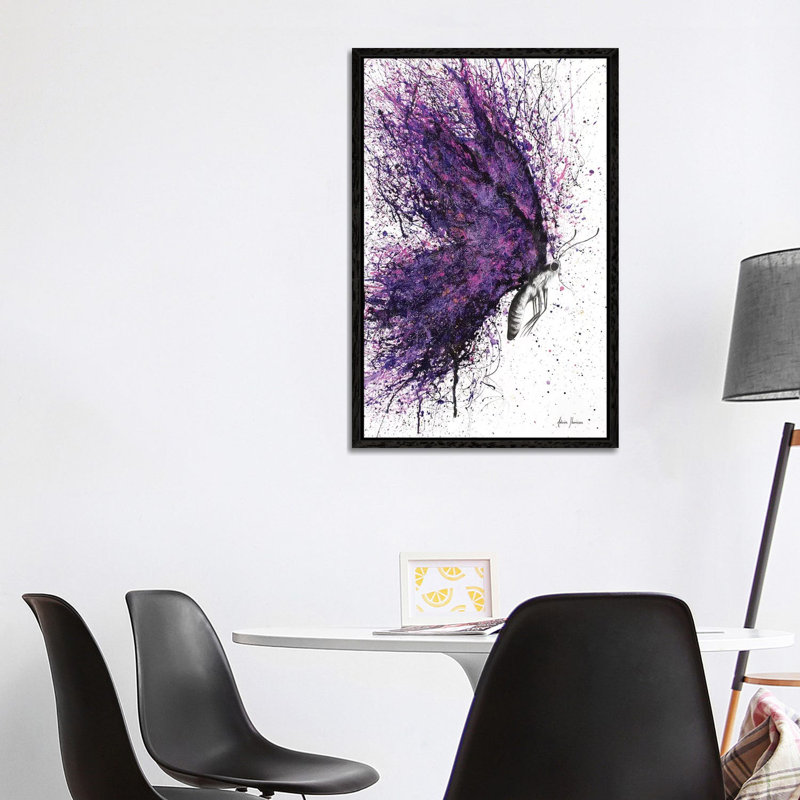 Purple Sky Butterfly by Ashvin Harrison - Print on Canvas, 101.6 cm H x 66.04 cm W, Black Framed