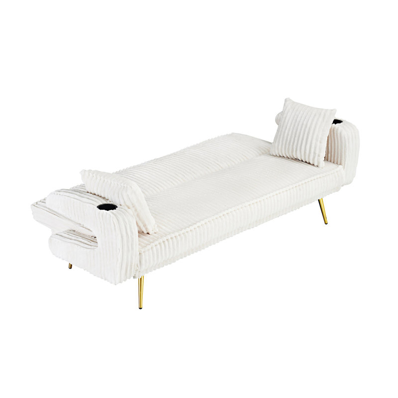 Canapé-lit rembourré avec coussins, Blanc