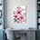Ensemble de 1 tableau mural en toile à motif floral rose aquarelle