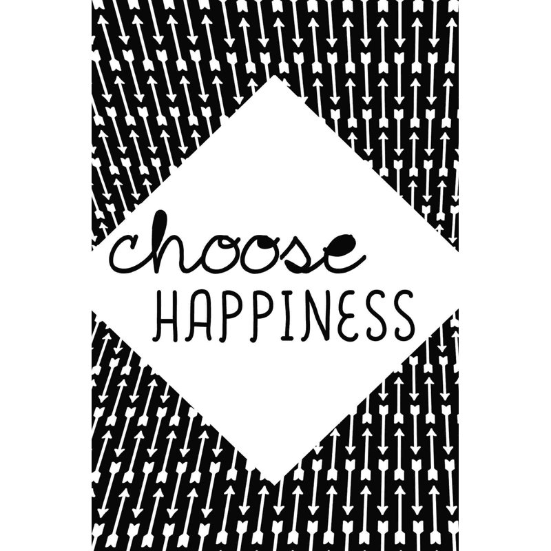 «Select Happiness», art textuel sur toile tendue, H 18 po x l 12 po