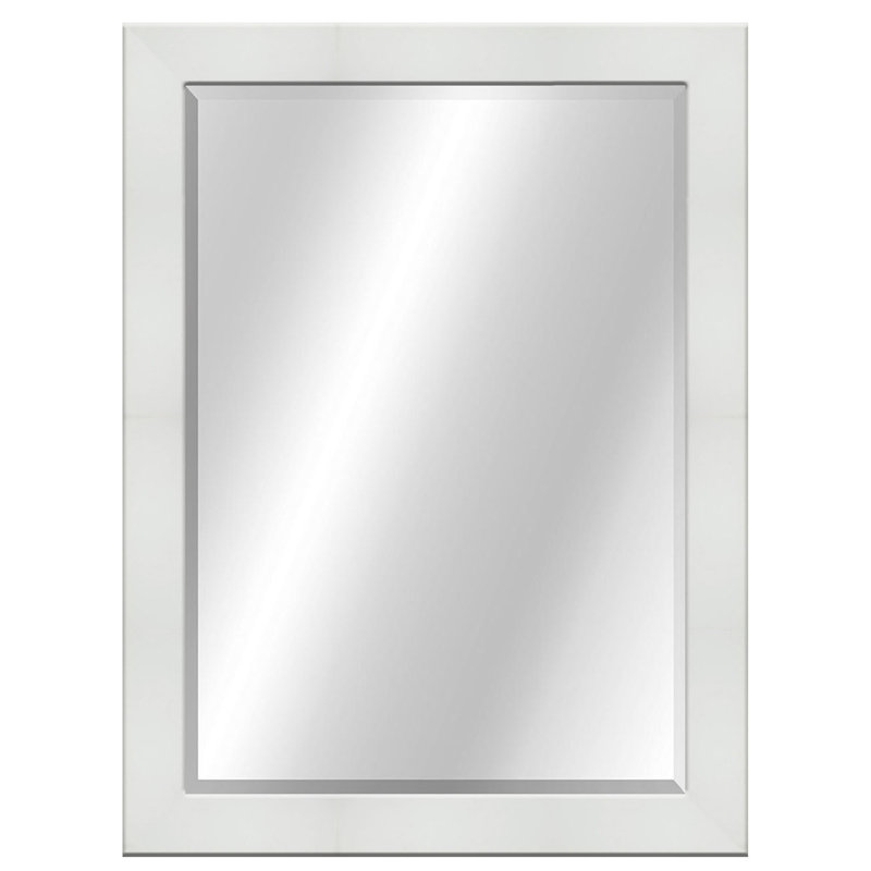Beveled Wall Mirror, 42" x 30", Matte White