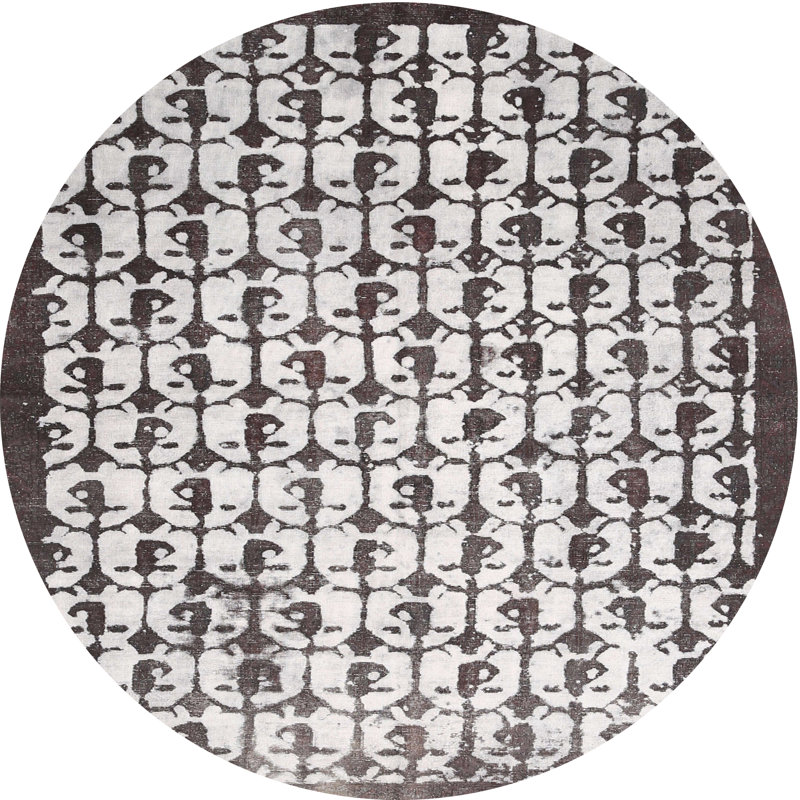 Tapis contemporain noir, Rond 7 pi