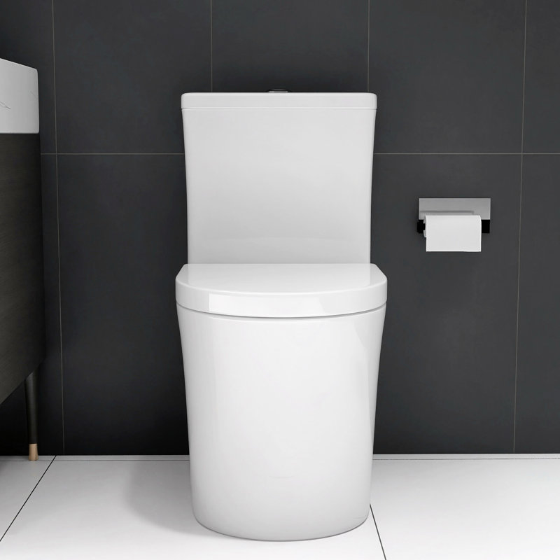 23 Inch Compact Toilet - White, Dual Flush, Small Bathroom Essential, Quiet Flush & Seat, Easy To Clean White Porcelain Short Depth For Bathrooms, Maintenance, Silent