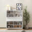 Armoire de rangement en bois blanc avec 4 portes et 2 tiroirs