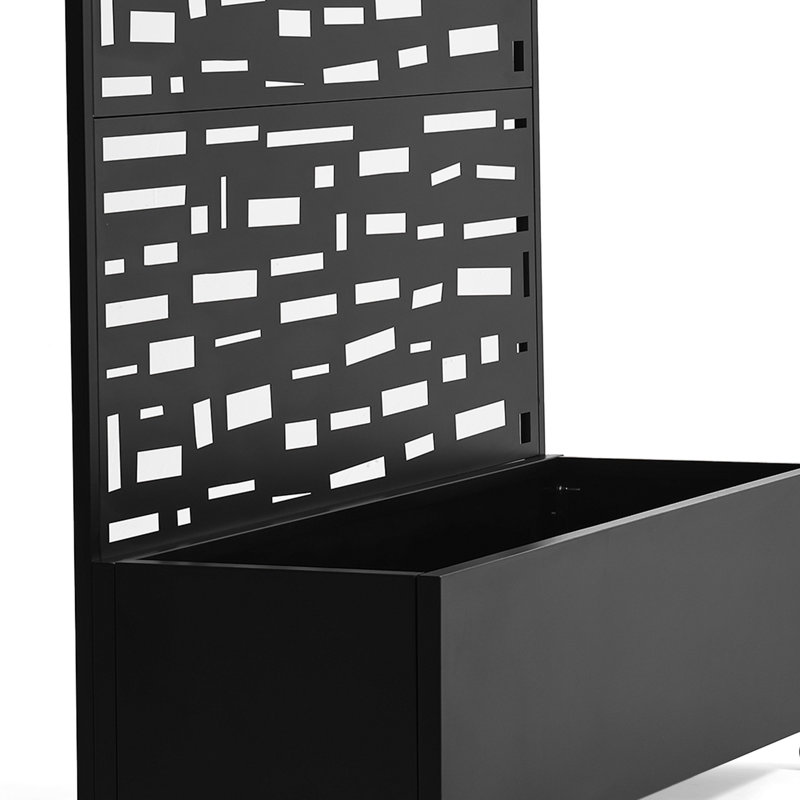 Boîte à fleurs en métal avec treillis et roues Brenna, H 47,2 po x l 47,2 po x P 15,7 po, Noir