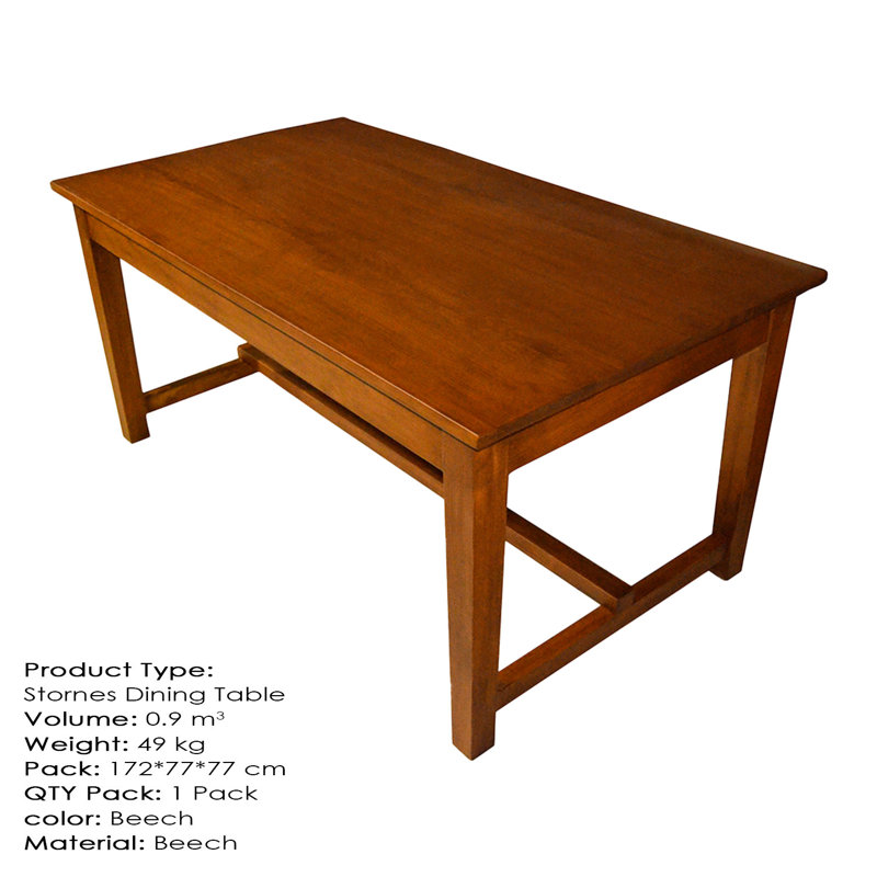 Delrosario Beech Solid Wood Base Dining Table, H75 x L170 x W75cm