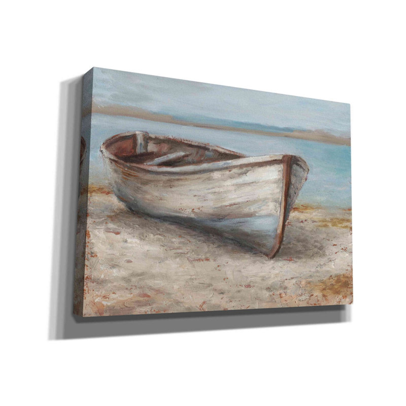 «Whitewashed Boat I» par Ethan Harper, art mural sur toile, H 40 po x l 54 po x P 1,5 po