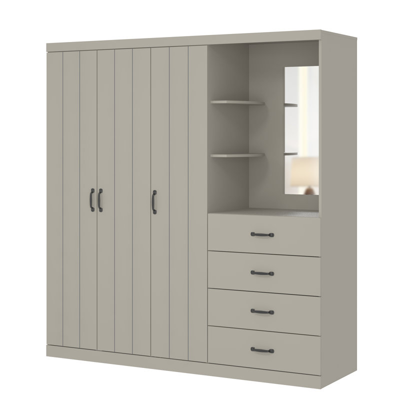 Allington 3 Door 4 Drawer Combi Fitment Wardrobe, Light Grey